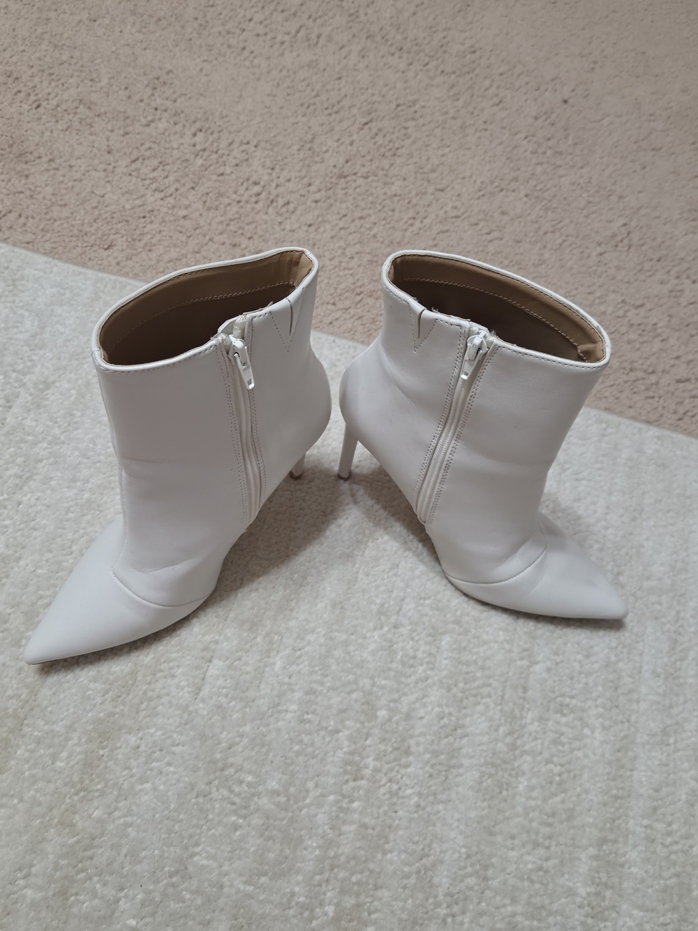 White Pointed-Toe Ankle Boots